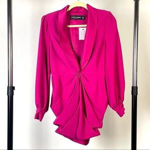 BARBIE PINK! Gabrielle Union NY&C Fuchsia Pink Satin Jacket (NWT).